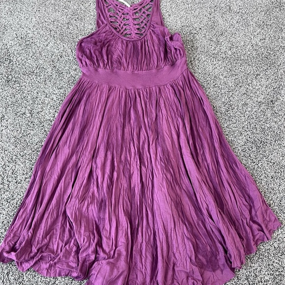 Free People Cast Your Net Washed Purple Sleeveless Back Net Boho Dress Size PS - Picture 5 of 11